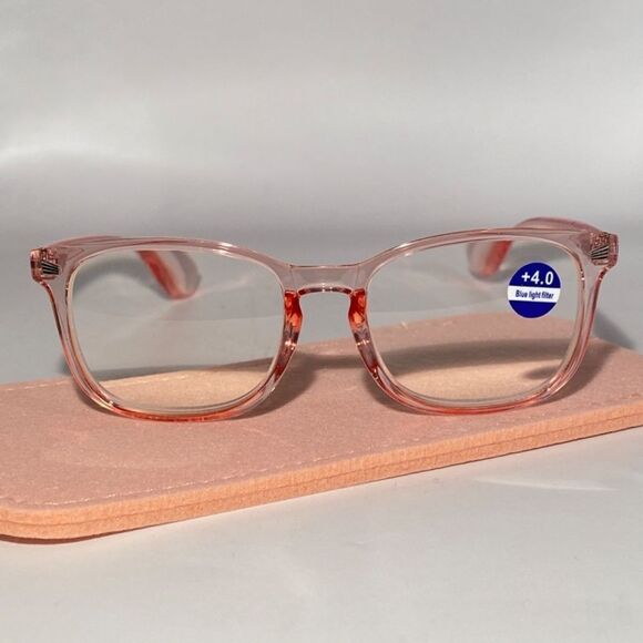 1135 Colette 4.0 Clear  Pink Reading Glasses Soft Butterfly Style Readers NWT - Picture 2 of 9